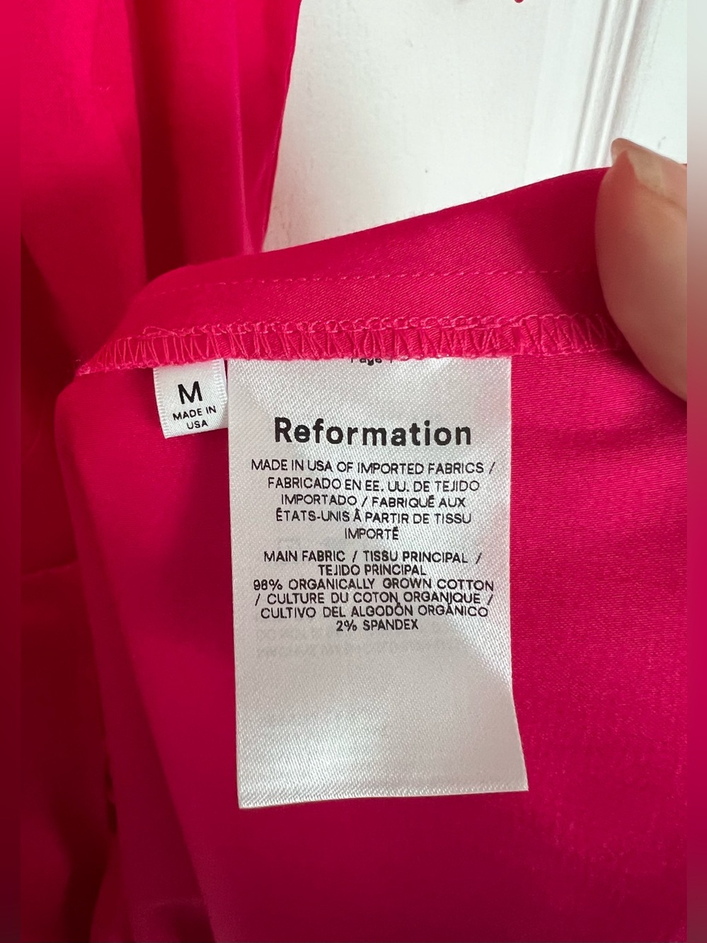 NWT Reformation Kaelie Wrap Midi Dress Puff Sleeves V-neck Pink Organic Cotton M - Picture 10 of 12